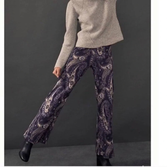 Maeve Anthropologie "Maria" Metallic Paisley Wide Leg Boho Pants Size 6 - Picture 9 of 9